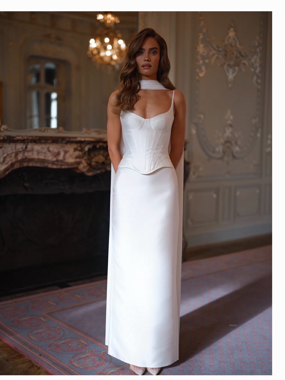 Elegant White Maxi Corset Evening Dress